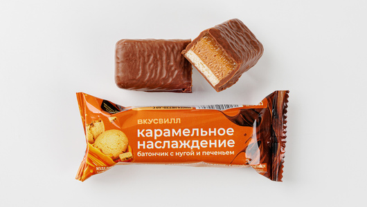 Батончик «Карамельное наслаждение» с нугой и печеньем с бесплатной ...