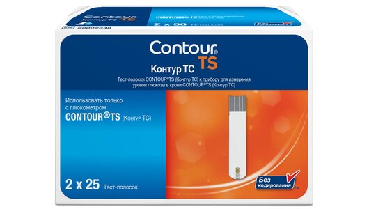 Тест-полоски к глюкометру Contour TS (Контур ТС) 2 х 25 шт с бесплатной ...