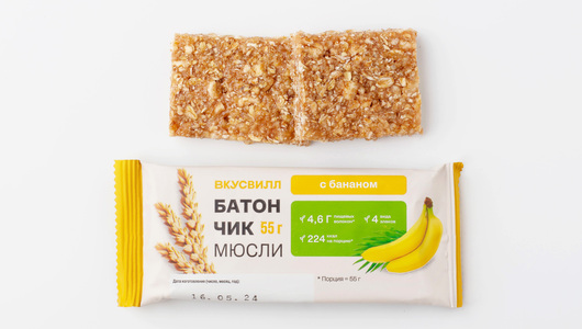 Батончик-мюсли с бананом с бесплатной доставкой на дом из «ВкусВилл ...