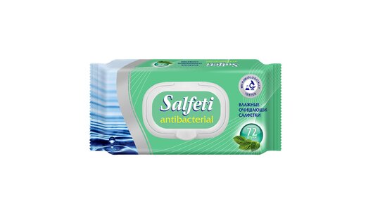 Влажные салфетки Salfeti Antibac №72 антибактериальные с клапаном 72 ...