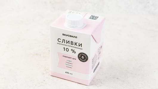 Сливки ультрапастеризованные 10%, 490 мл с бесплатной доставкой на дом ...