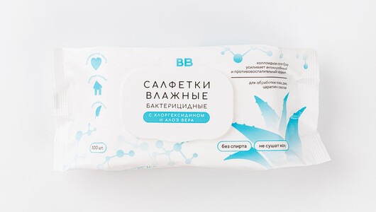 Салфетки влажные «Бактерицидные с хлоргексидином и алоэ вера» 100 шт с ...
