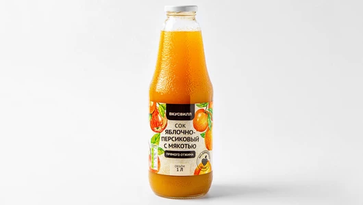 Сок яблочно-персиковый с мякотью прямого отжима, 1 л