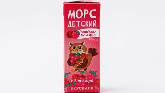 Морс детский клюква-малина, 200 мл