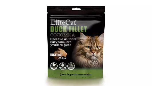 ELITECAT INSTINCT TREATS Лакомство для кошек «Утиное филе», соломка, 50гр х 3шт