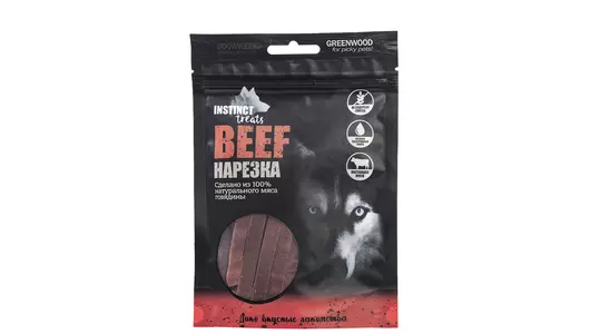 GREENWOOD INSTINCT TREATS Лакомство для собак "Нарезка из говядины", полоски, 80гр