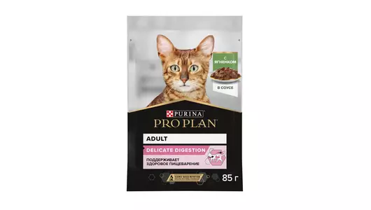 Влажный корм PRO PLAN DELICATE DIGESTION для кошек с чувствительным пищеварением, с ягненком в соусе, 85&nbsp;гр