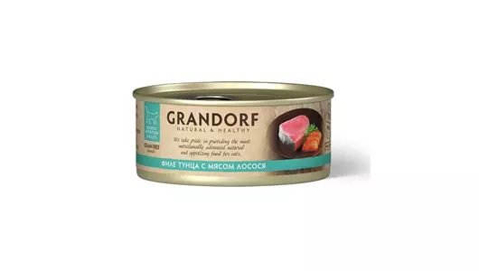 GRANDORF Корм влаж.филе тунца с мясом лосося д/кошек конс.70г