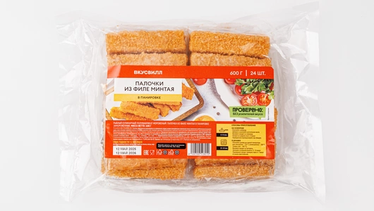 Палочки из филе минтая в панировке зам., 600 г