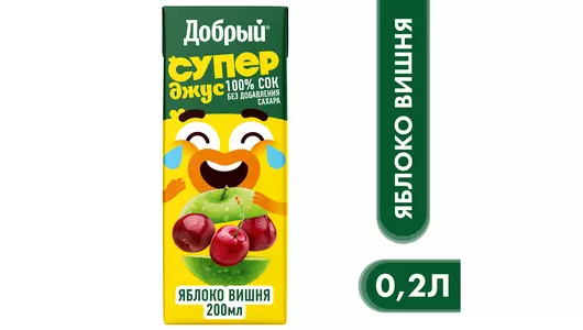 Сок Добрый Active kid яблоко-вишня с 11 месяцев 200 мл