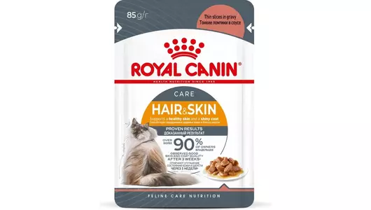 Паучи Royal Canin Hair&Skin влажный корм для кошек, идеальная кожа и шерсть, в соусе 85 гр