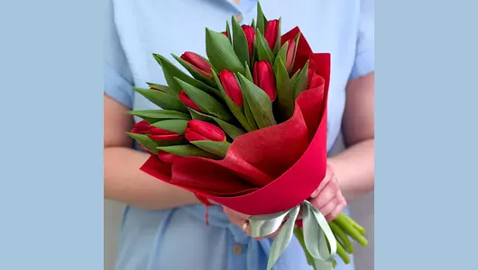 Букет 15 красных тюльпанов FMART by flowwow