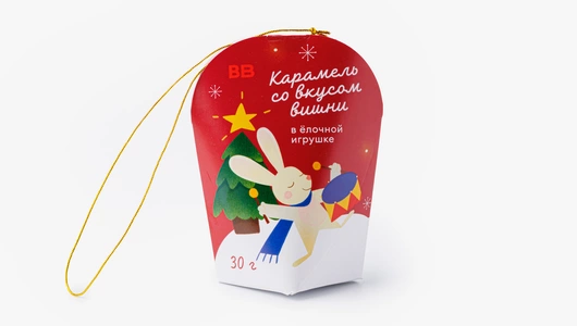 Карамель со вкусом вишни в ёлочной игрушке, 30г