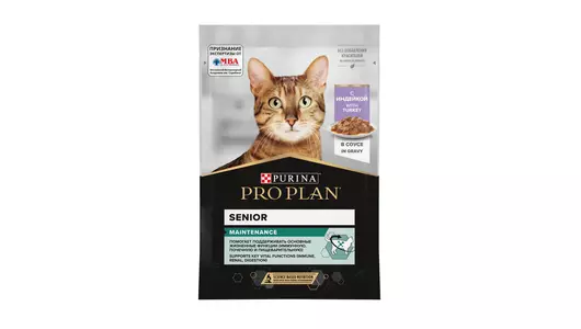 PRO PLAN Maintenance Senior 7+ Корм влаж.индейка соус д/кошек ст.7лет пауч 85г