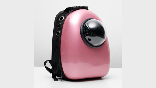 Adel Pet Рюкзак-переноска пластиковая/Розовая/30*24*42см/