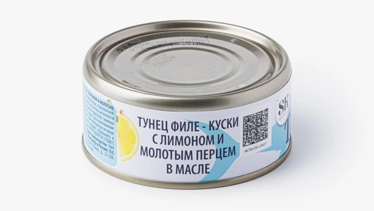 Тунец (скипджек) филе-куски с лимоном и молотым перцем в масле, 160 г