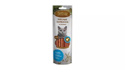ДЕРЕВЕНСКИЕ ЛАКОМСТВА Колбаски мясные из ягненка д/кошек 45г