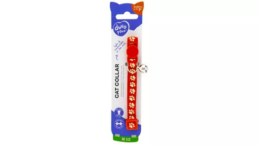DUVO+ Ошейник для кошек нейлоновый "Белые лапки", красный, 20-30см/10мм (Бельгия) DUVO+ Ошейник для кошек нейлоновый "Белые лапки", красный, 20-30см/10мм (Бельгия)
