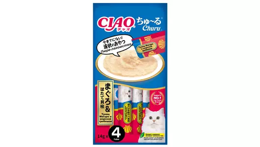 INABA Ciao Churu Лакомство тунец магуро и морской гребешок д/кошек 56г