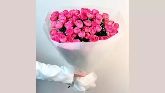Монобукет из&nbsp;15 пионовидных роз "Розовый шарм" FMART by flowwow