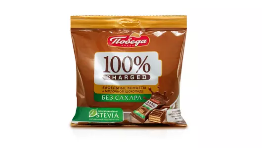Конфеты вафельные Победа вкуса Чаржед в молочном шоколаде без сахара 150 г Конфеты вафельные Победа вкуса Чаржед в молочном шоколаде без сахара 150 г