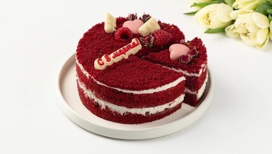 Торт "Для вас, любимые!" красный бисквит с&nbsp;вишней