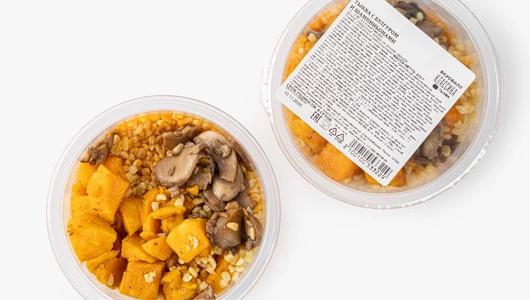 Тыква с булгуром и шампиньонами