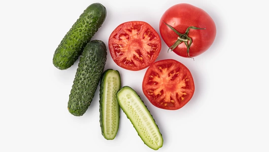 Ассорти овощное (томаты розовые Азербайджан и&nbsp;огурцы трилоджи), 400 г