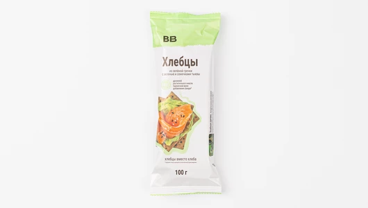 Хлебцы из зеленой гречки с зеленью и семечками тыквы, 100 г