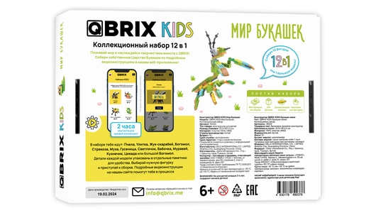 Конструктор детский QBRIX 12 в 1 Мир букашек 6+