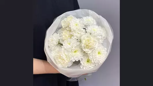 Пушистый белоснежный букет для любимой. Гвоздики и хризантемы FMART by flowwow