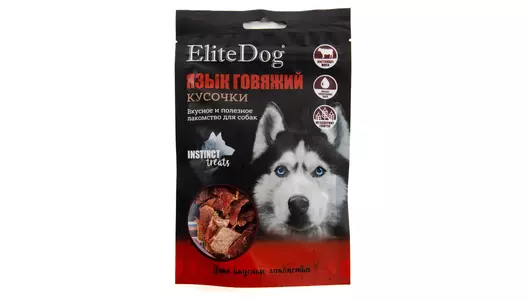 ELITEDOG INSTINCT TREATS Лакомство для собак "Говяжий язык", 50гр