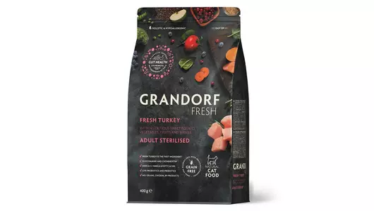 GRANDORF Fresh Sterilised Adult Turkey&Potato Корм сух.индейка,батат д/стерилизов.кошек 400г