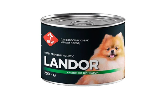Влажный корм Landor Holistic для собак мелких пород, кролик со шпинатом 200гр