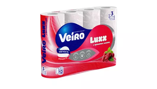 Бумага туалетная Veiro Luxoria с ароматом малины белая 3-слойная 12 рулонов Бумага туалетная Veiro Luxoria с ароматом малины белая 3-слойная 12 рулонов