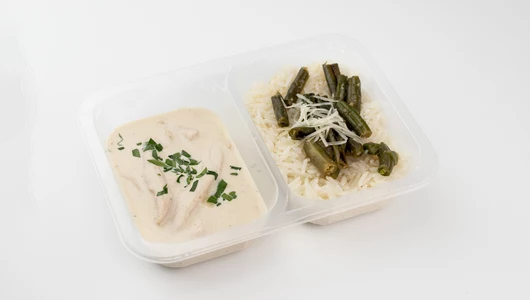 Индейка в&nbsp;сливочно-перечном соусе с&nbsp;рисом и&nbsp;фасолью