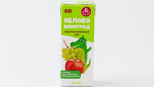 Сок яблочно-виноградный восстановленный осветленный, 200 мл