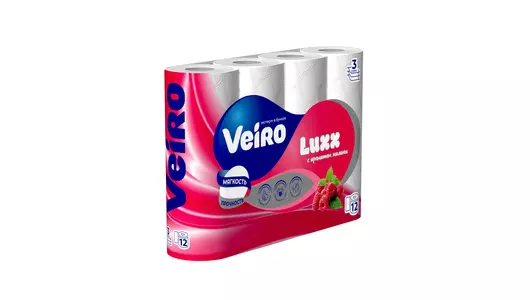 Бумага туалетная Veiro Luxx с&nbsp;ароматом малины белая 3-слойная 12 рулонов
