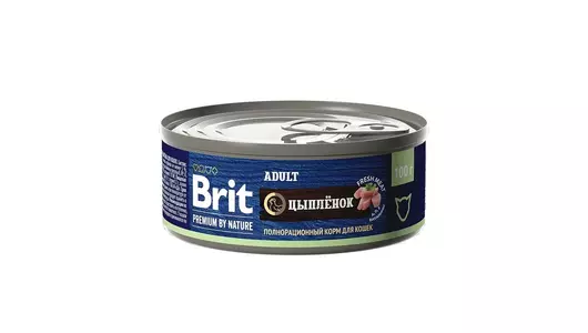BRIT 100гр Корм для кошек Premium by Nature с мясом цыплёнка
