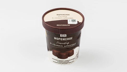 Мороженое пломбир в темном шоколаде