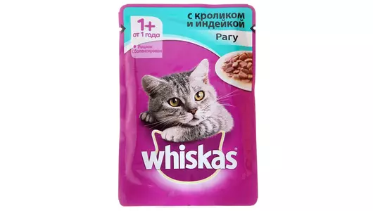WHISKAS 75гр Корм для кошек Рагу Индейка и Кролик