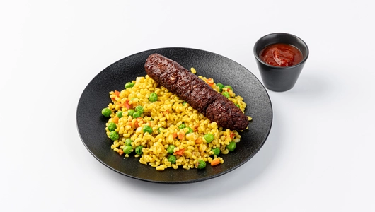 Немясной люля-кебаб с булгуром и томатным соусом