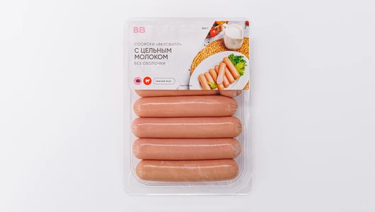Сосиски Вкусвилл с цельным молоком, без оболочки