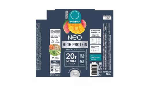 Молочный коктейль Neo High Protein высокобелковый манго-гуава без&nbsp;добавления сахара 260 г