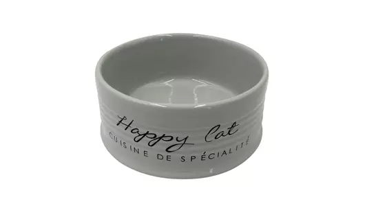 DUVO+ Миска для животных керамическая, "Happy Cat", серая, 10.5см/300мл (Бельгия)