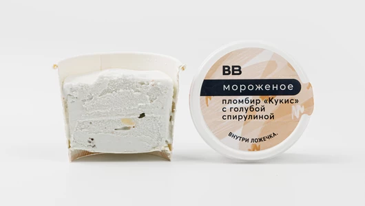 Мороженое пломбир «Кукис» с голубой спирулиной