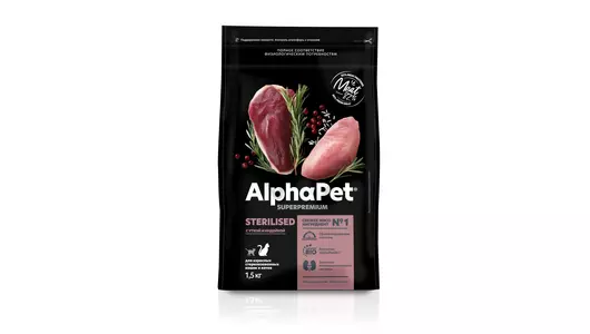 ALPHAPET Adult Sterilised Корм сух.утка с индейкой д/стерилизов.кошек 1,5кг