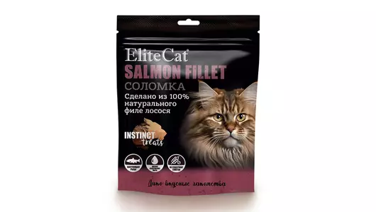 ELITECAT INSTINCT TREATS Лакомство для кошек «Филе лосося», соломка, 50гр х 3шт