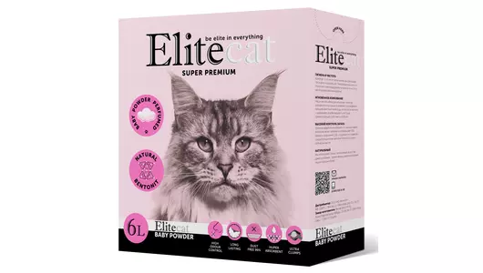 ELITECAT Наполнитель комкующийся с ароматом детской пудры "Baby Powder", 6л / 5.1кг