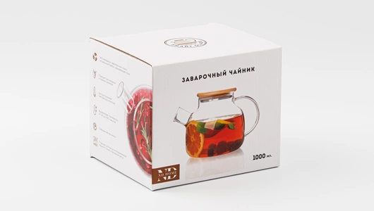 Заварочный чайник с бамбуковой крышкой, 1000 мл